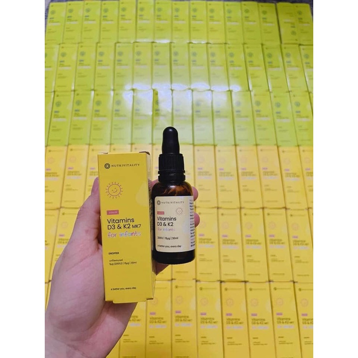 Vitamin D3 K2 MK7 Nutrivitality nội địa Anh 30ml