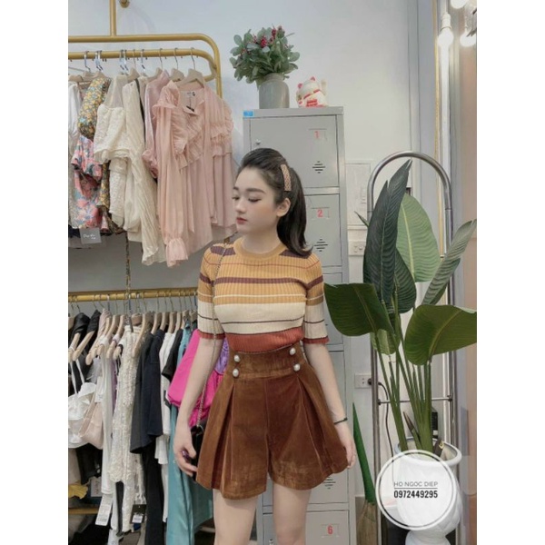 Áo montoghi kẻ cổ tròn pha màu nhiều màu sắc | BigBuy360 - bigbuy360.vn