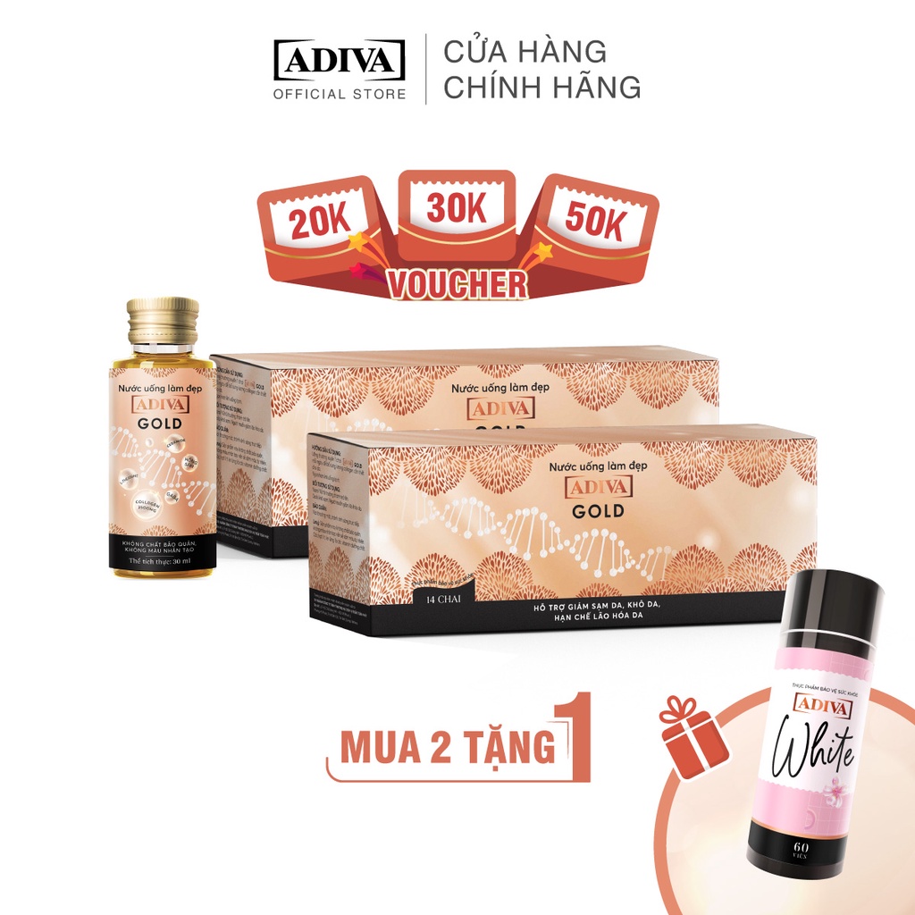Combo 02 Hộp Gold ADIVA Collagen và 1 hộp White ADIVA