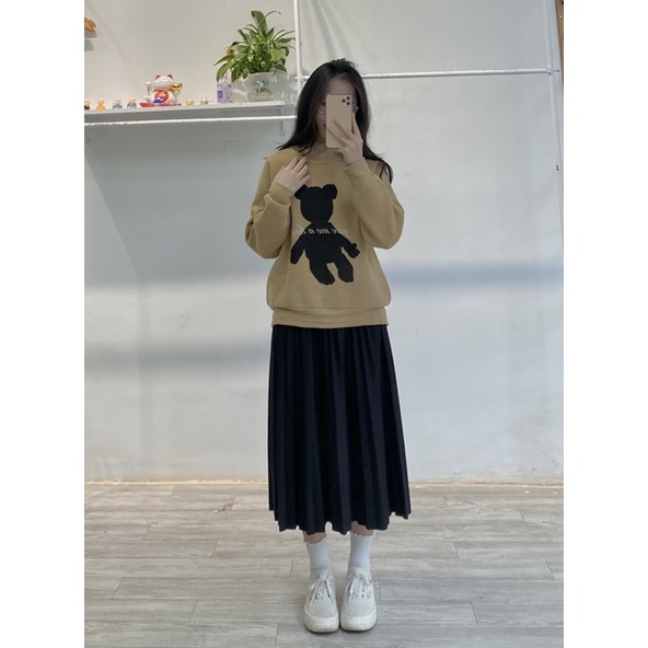 Áo len nữ Bella18 hình gấu siêu xinh len mềm mịn dày dặn | BigBuy360 - bigbuy360.vn