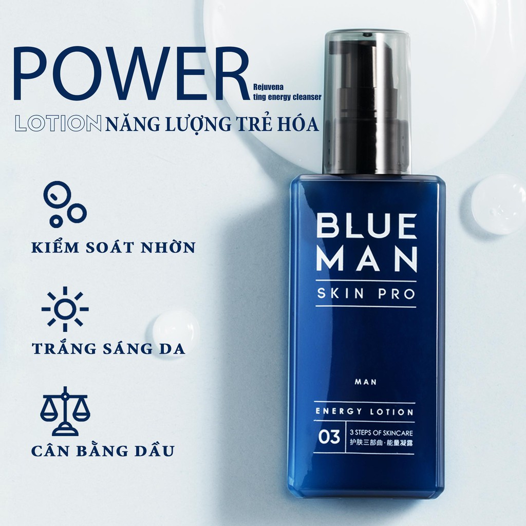 Bộ 3 Chăm Sóc Da Skin Pro BLUEMAN Chống Nhờn Dưỡng Ẩm Tẩy Sạch Da 160ml x2 110ml x1 ZL107