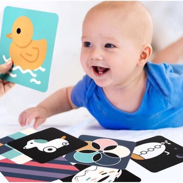 Thẻ học thông minh cho bé 0-1 tuổi - Thẻ flashcard chuẩn kích thích thị giác, phát triển trí não cho bé sơ sinh