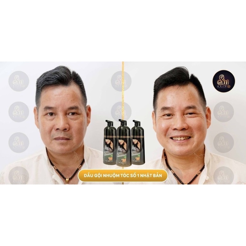 Dầu Gội Phủ Bạc Sin Hair, Phủ Bạc Đen Tóc, Nâu Tóc Từ Lần Gội Đầu Tiên, Lên Màu Nhanh Chóng, Lâu Phai Màu