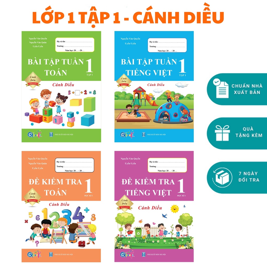 Sách - Combo Bài Tập Tuần Và Đề Kiểm Tra Toán - Tiếng Việt Lớp 1 Cánh Diều - Học Kì 1