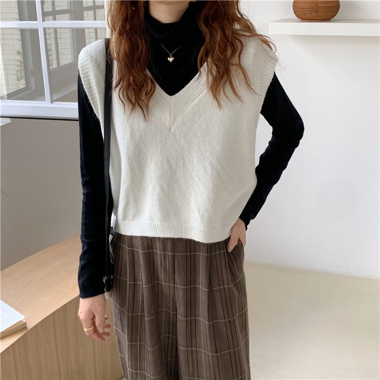 Áo Sweater Dệt Kim Mềm Mại Cổ Chữ V Dễ Phối Đồ Phong Cách Hàn Quốc 36823