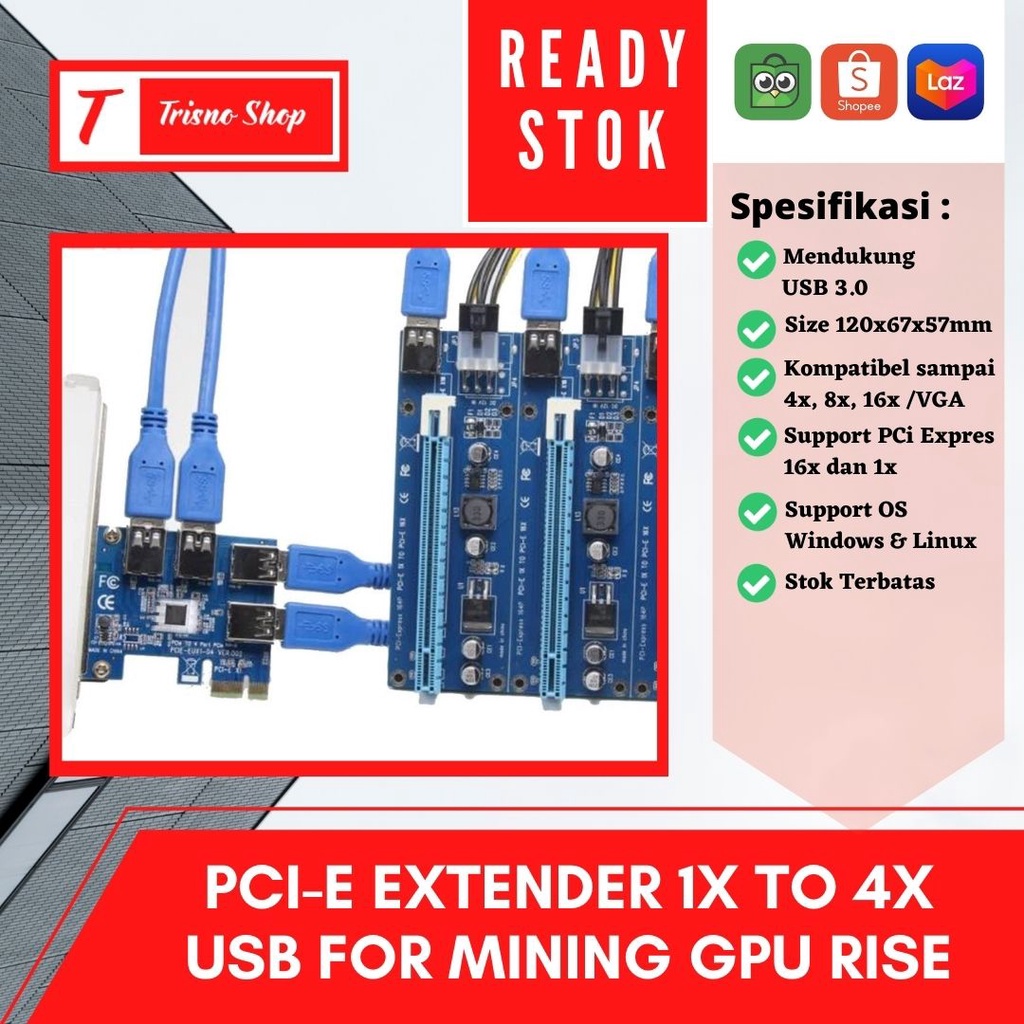 Bảng mạch mở rộng PCI-E 1x sang 4x USB cho Mining GPU | BigBuy360 - bigbuy360.vn