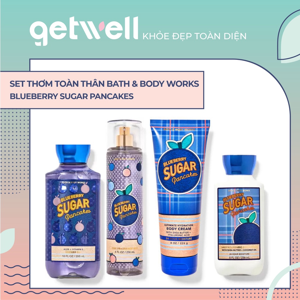 BLUEBERRY SUGAR PANCAKES Sản Phẩm Tắm Dưỡng Xịt Thơm Toàn Thân Bath & Body Works Body Lotion Body Mist Shower Gel