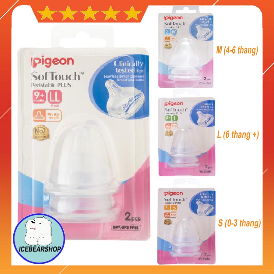 Núm ty cổ rộng PPSU Plus Pigeon chính hạng