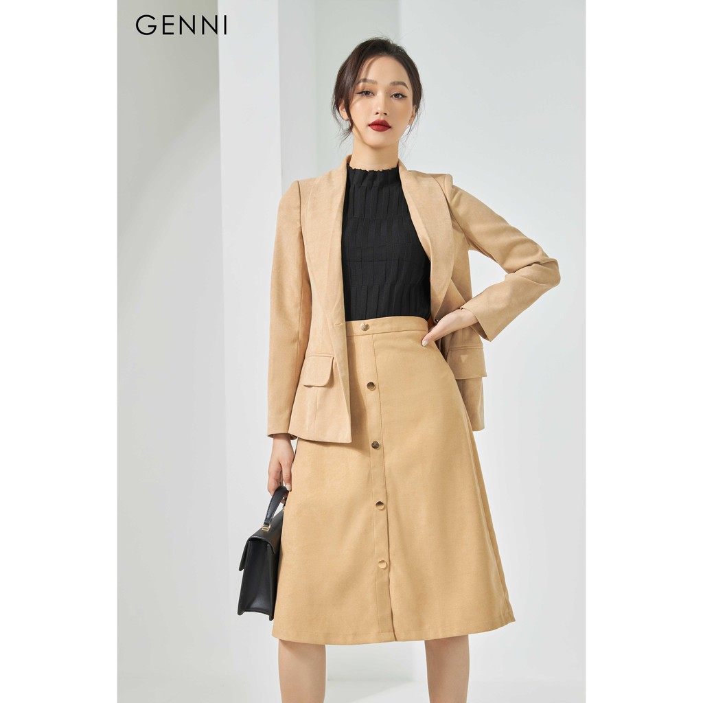 [Mã FAMALLT5 giảm 15% đơn 150k] Vest nhung cổ sam một khuy GAV001 - Genni