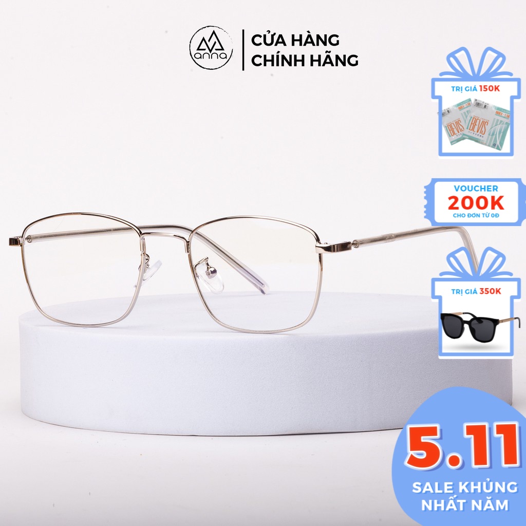 [Mã FARSBR30A1 giảm 10% đơn 99K] Gọng kính cận thời trang nam nữ ANNA dáng vuông nhựa kết hợp kim loại 250KL031