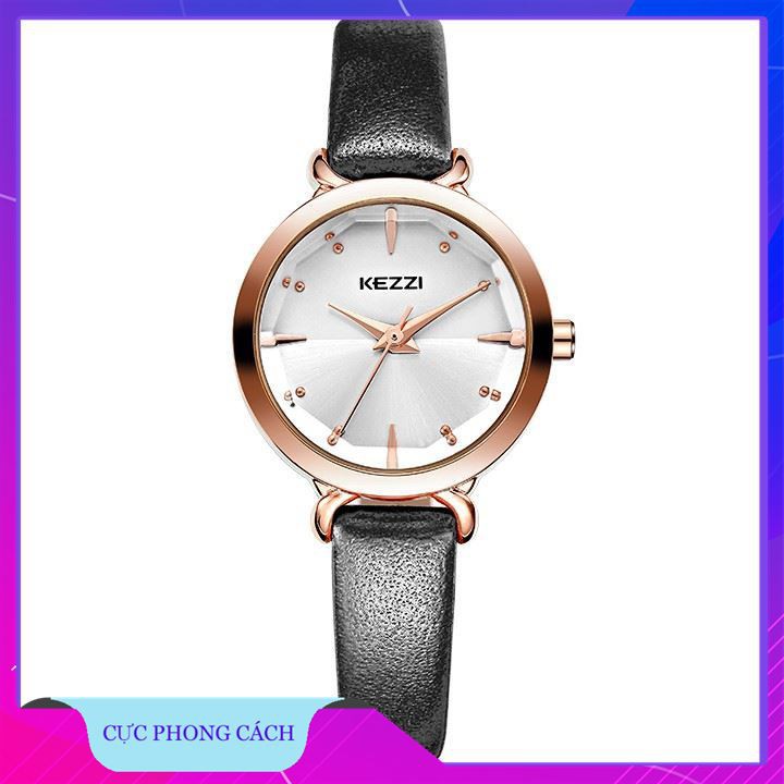 Đồng Hồ Nữ Kezzi 1651 Dây Da Cao Cấp, Mặt Tròn Hàng Đẹp