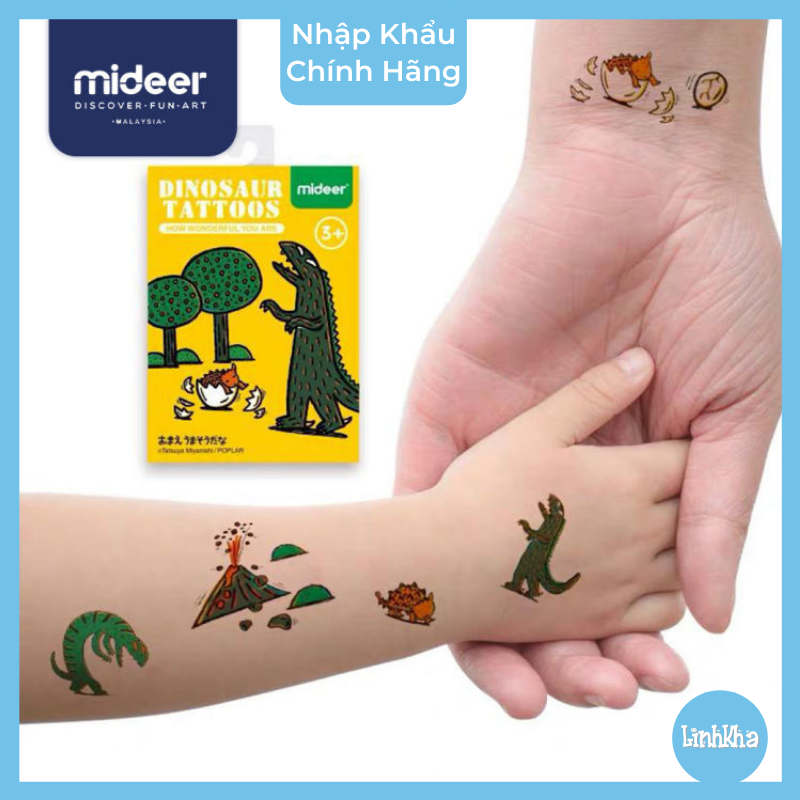 Miếng Dán Hình Xăm Giả Mideer - Chủ đề Khủng Long - Mideer Pocket Size Dinosaur Tattoos