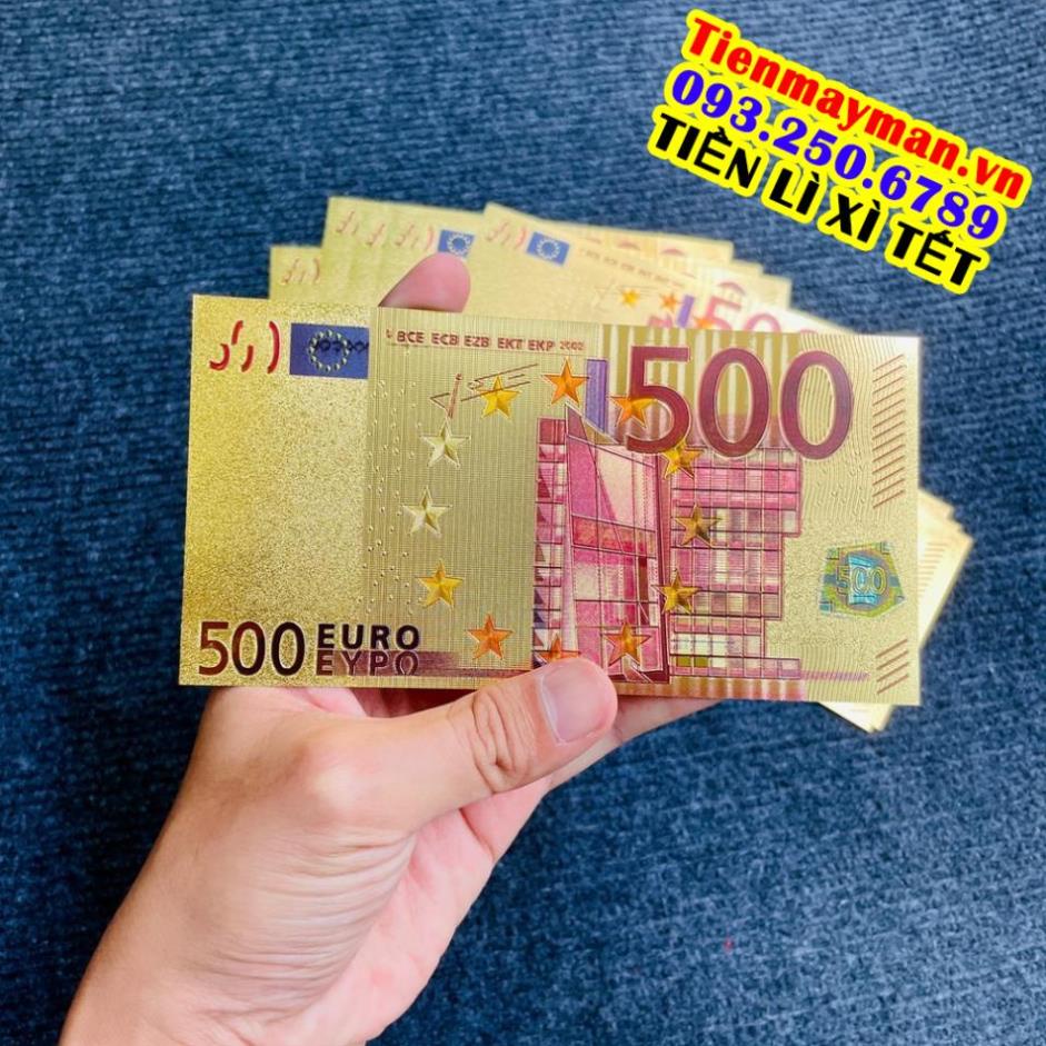 Tờ Tiền Kỉ Niệm 500 EURO Plastic Mạ Vàng Lì Xì Tết May Mắn