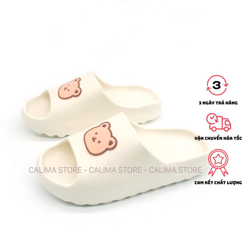 Dép bánh mì quai ngang hình gấu dễ thương , dép nữ có 3 màu hồng , kem , đen size từ 36-40