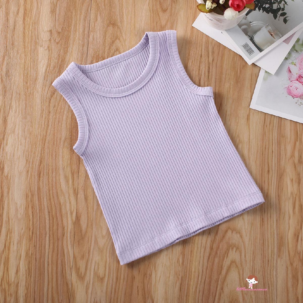 ❤XZQ-0-24m Newborn Summer Loose Round Neck Sleeveless Solid Color Rib Pullover Vest