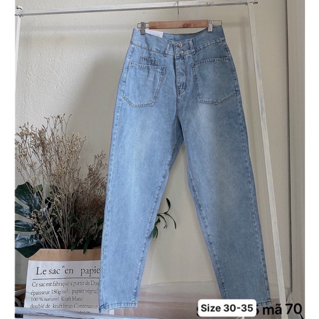 Bigsize(30-35) Quần Bagyy Jeans Nữ 2 Nút 2 Túi VNXkFreeship Size Lớn Chất Xịn Ms 70 - TC Shop Jeans