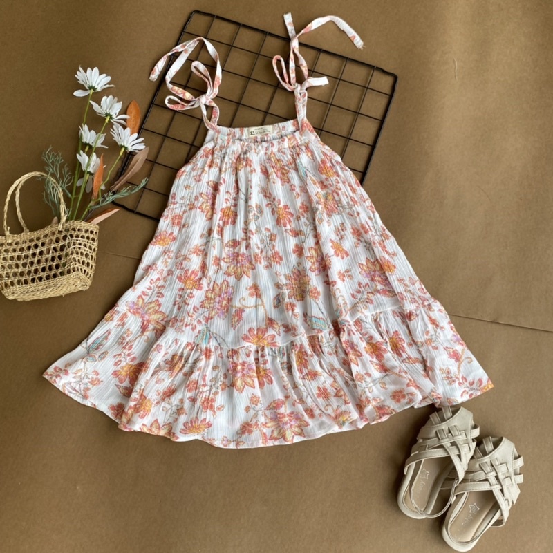 Váy 2 dây cho bé, váy chất liệu đũi nhún mềm,thoáng, mát