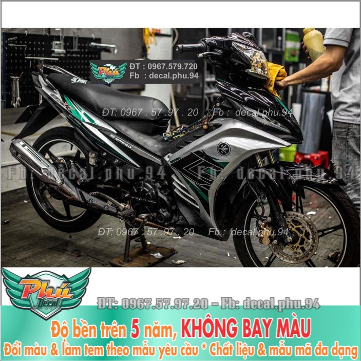 Tem rời Exciter 135 Lc xanh bạc Candy (B)