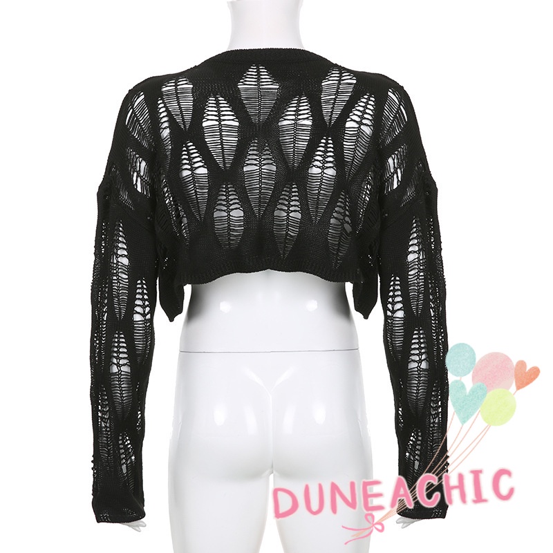 DUNEA Áo Kiểu Tay Dài Cổ Tròn Dáng Rộng Thiết Kế Quyến Rũ Cho Nữ