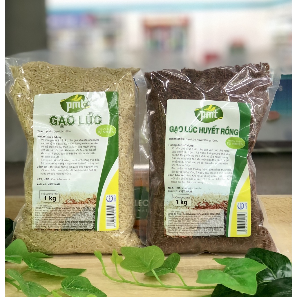 Gạo lứt Phú Minh Tâm - Túi 1KG - 2KG - 2 Loại - Lứt Xanh Và Lứt Huyết Rồng - Gạo Lứt Ngon - Ăn Kiêng
