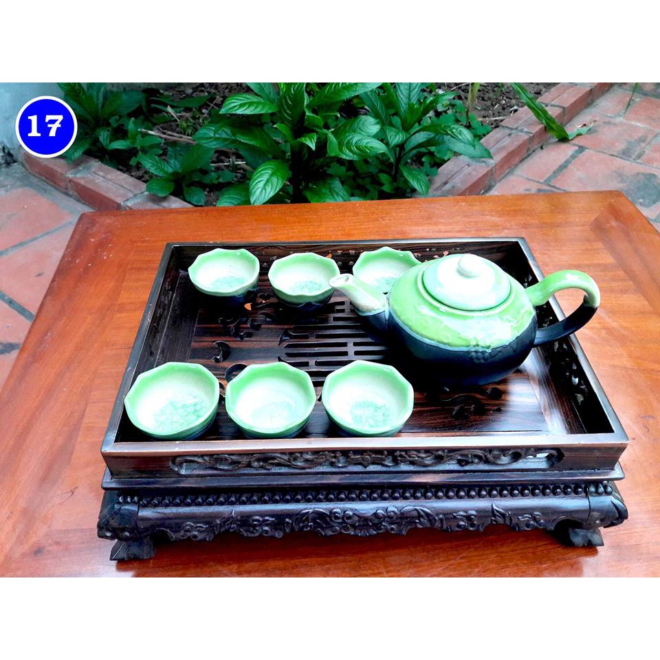 Bộ ấm chén, cốc chén thủy tinh men rạn siêu đẹp