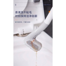 Bàn Chải Vệ Sinh Toilet Cán Dài Cong Silicon Mẫu Mới 2021