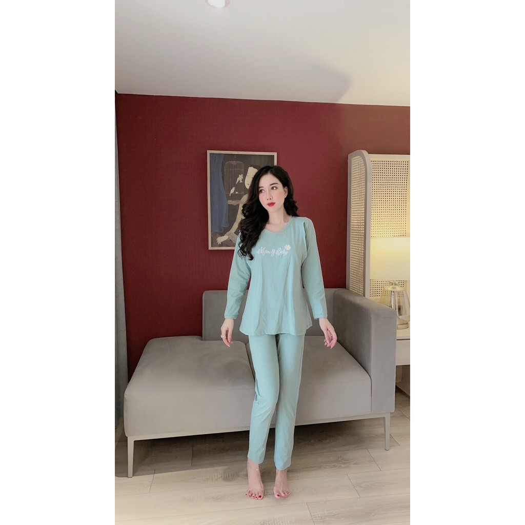 [ MẶC ĐƯỢC SAU SINH ] Bộ bầu mặc nhà dáng tay dài- Đồ bầu sau sinh mặc thu đông thiết kế tay dài
