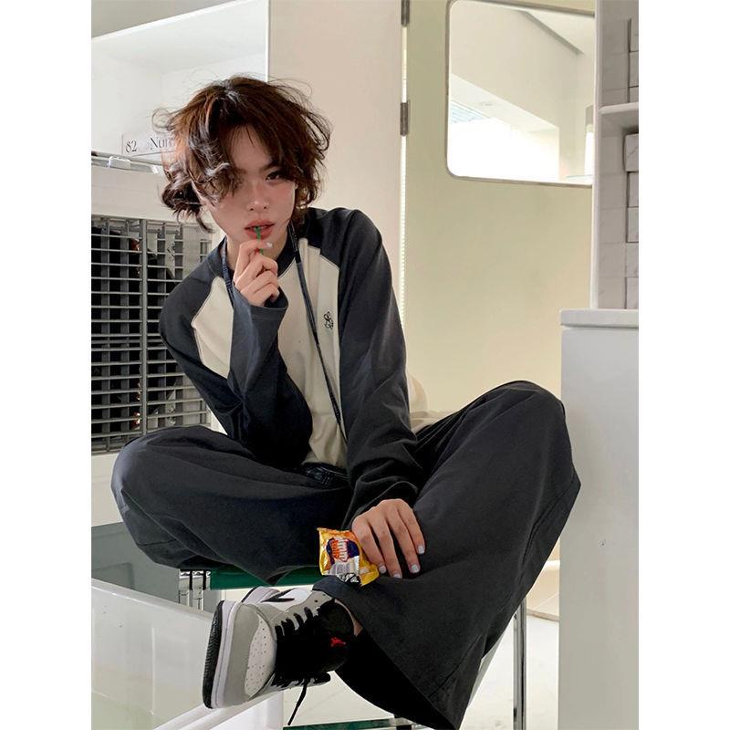 Áo Thun 100% Cotton Dài Tay Phối Màu Sắc Thời Trang Dành Cho Nữ