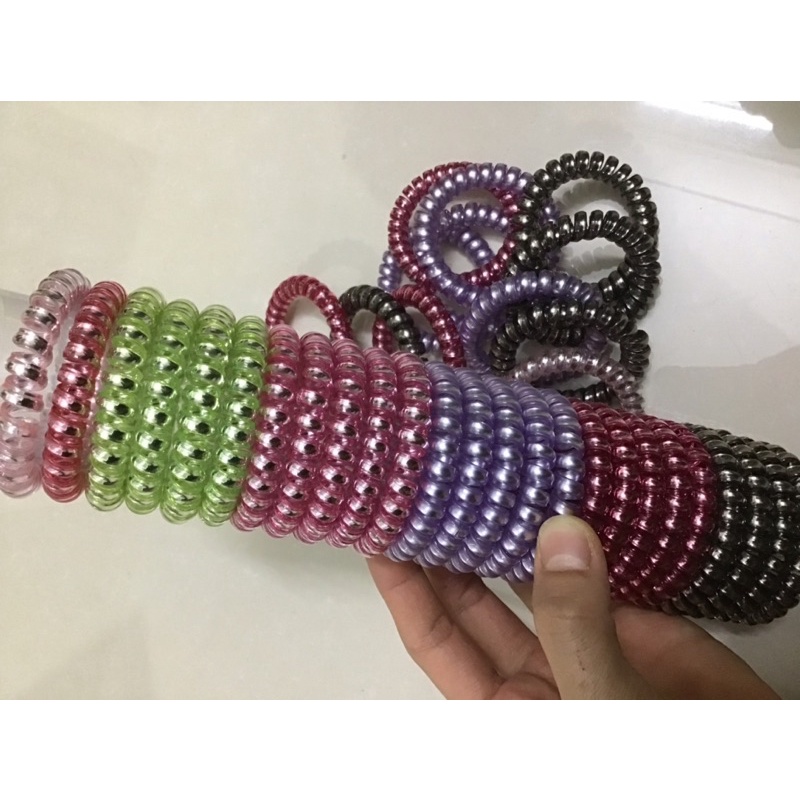 5 Dây buộc tóc lò xo - dây buộc tóc xoắn ánh nhũ loại to đủ màu