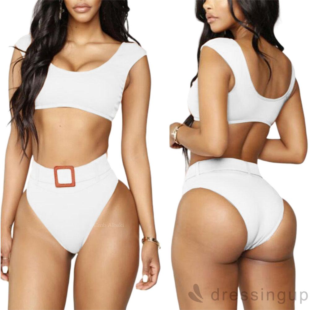 Set Bikini Lưng Cao Màu Trơn Thiết Kế Xẻ Quyến Rũ | BigBuy360 - bigbuy360.vn