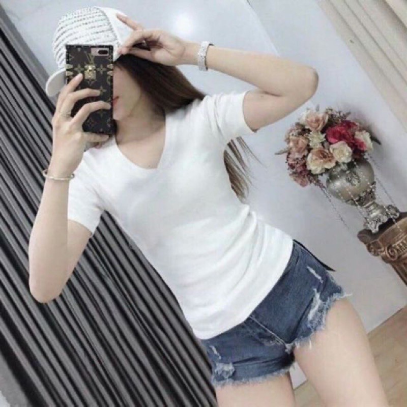 Áo phông cổ tim chất cotton full mầu