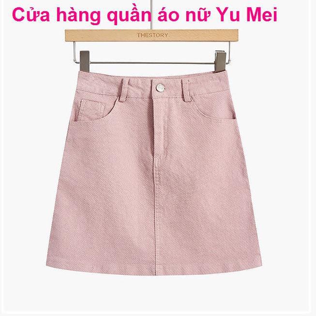 chân váyVáy denim nữ nhỏ mùa xuân năm 2021 mới thời trang nước ngoài phong cách cạp cao mỏng một đường túi hông