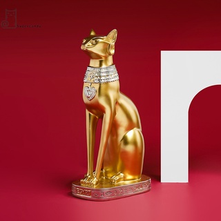 Tượng Mèo Vàng Bằng Nhựa Resin Để Bàn Trang Trí Phòng Khách