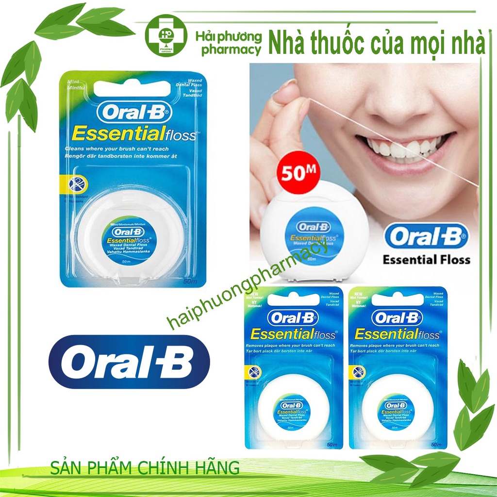 [hộp 6 cuộn ]Chỉ Nha Khoa Cao Cấp Nhập UK Oral-B Essential Floss bạc hà 50m