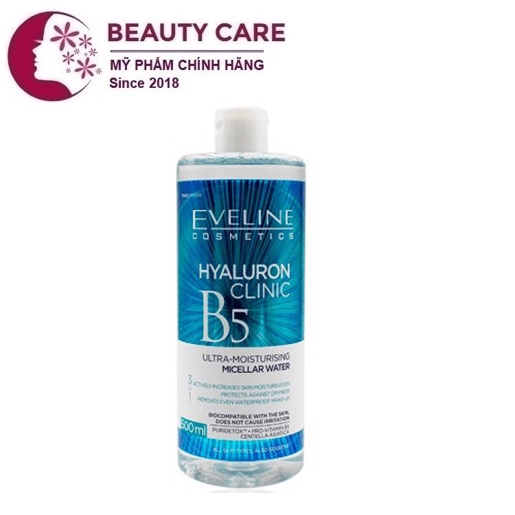 Fullsize 500ML - Tẩy Trang Eveline Hyaluronic Clinic B5 Siêu Sạch Và Lành Tính