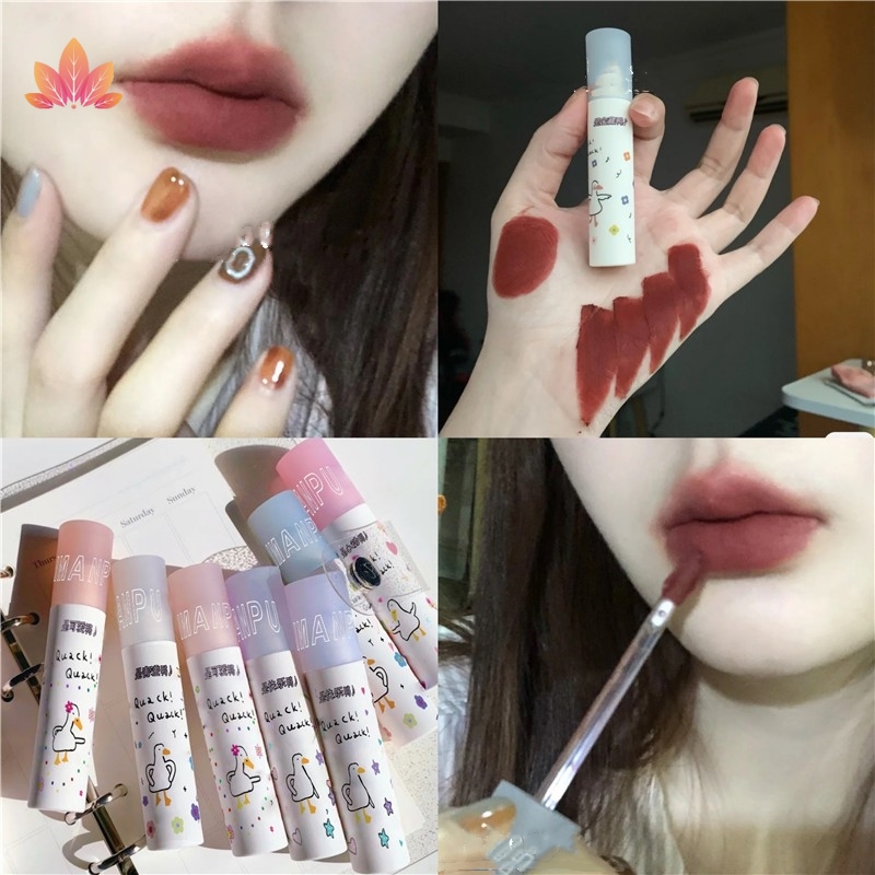 [Hàng mới về] Son Kem Vibely Tông Nhung Lì Dưỡng Ẩm Chống Khô Môi Lâu Trôi Thiết Kế Vỏ Họa Tiết Chú Vịt Dễ Thương