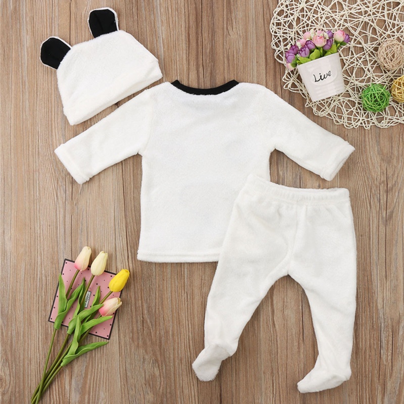 Bộ 3 Món Áo Chui Đầu Tay Dài + Quần Dài + Nón Hình Gấu Dành Cho Bé 0-24 Tháng Tuổi