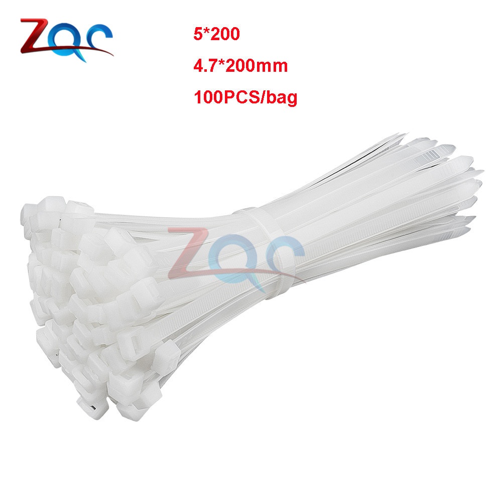 Bộ 100 Dây Rút Tự Khóa Bằng Nhựa Nylon 4x200 5x200
