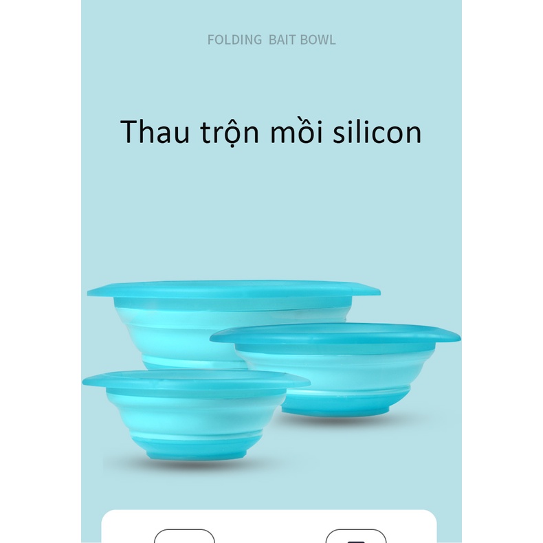 Bát trộn mồi câu cá Silicon ,khay chậu đựng mồi câu có thể gấp gọn tiện lợi
