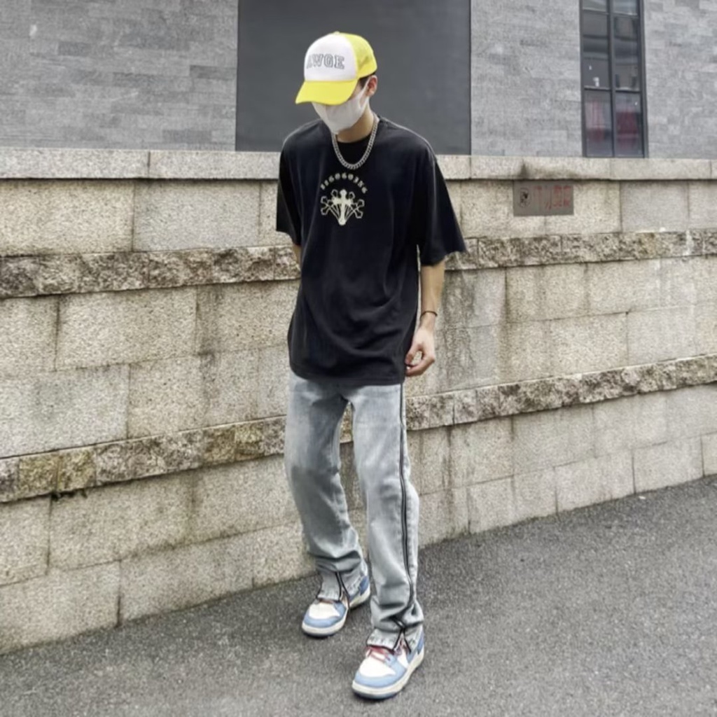 Quần Jean Dài Phối Khóa Kéo Bên Hông Phong Cách Hip Hop Hàn Quốc Cá Tính Cho Nam size S-3XL