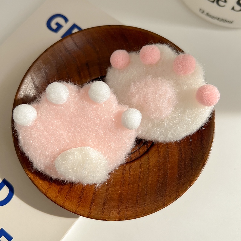 🌈Kẹp tóc hình dấu chân mèo bằng lông nhung dễ thương xinh xắn phong cách hàn quốc