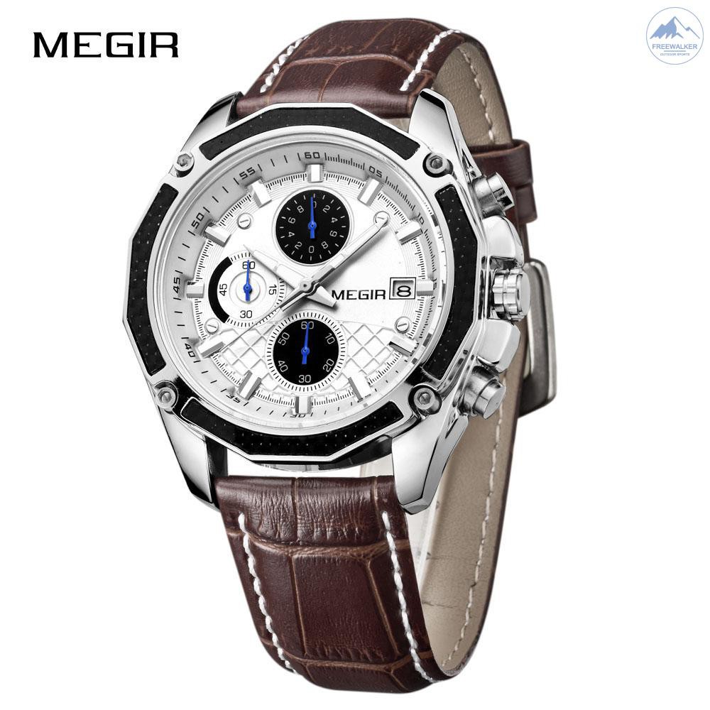 Đồng hồ đeo tay dây đeo bằng da MEGIR cao cấp
