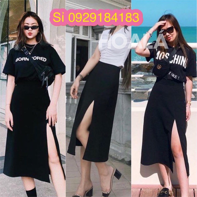 Chân Váy Midi Xẻ Tà Phong Cách Chuẩn Ulzzang | BigBuy360 - bigbuy360.vn