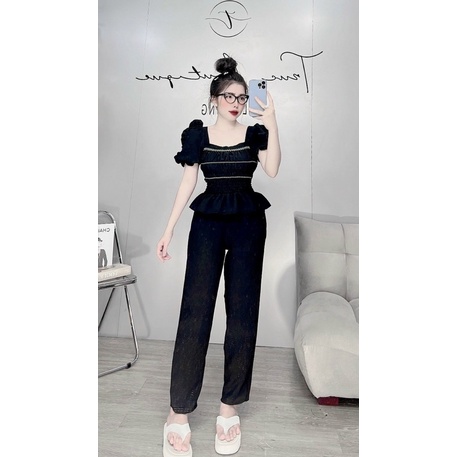 Set thêu viền có tay mặc nhà