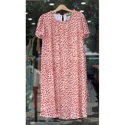 [HANNA] Đầm bầu công sở dập ly voan hoa dễ thương cho mẹ trẻ size 75kg vải mềm mát không nhăn phù hợp đi làm đi chơi