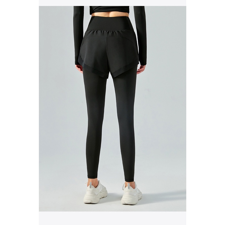 【Sportsangel】Quần Legging Thể Thao Giả 2 Mảnh Lưng Cao Nâng Hông Không Đường May Thời Trang Cho Nữ