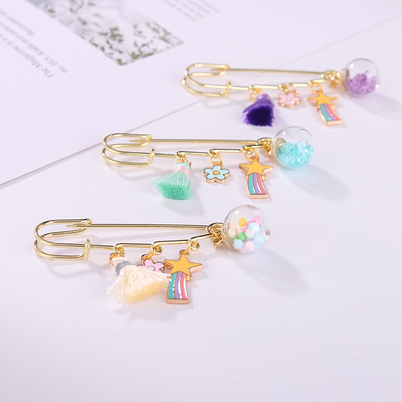 Ghim cài áo trang trí ngôi sao tua rua hạt đá lấp lánh thời trang dành cho cả nam và nữ