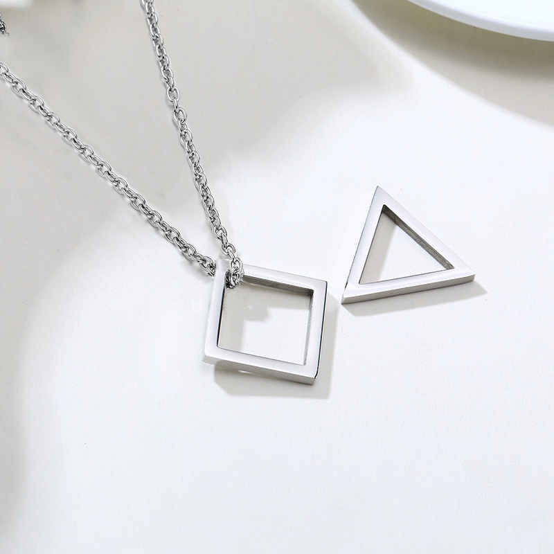 Vòng cổ Hai Lớp Mặt Vuông / Tam Giác Phong Cách Hiphop Hiện Đại Đơn Giản Dành Cho Nam