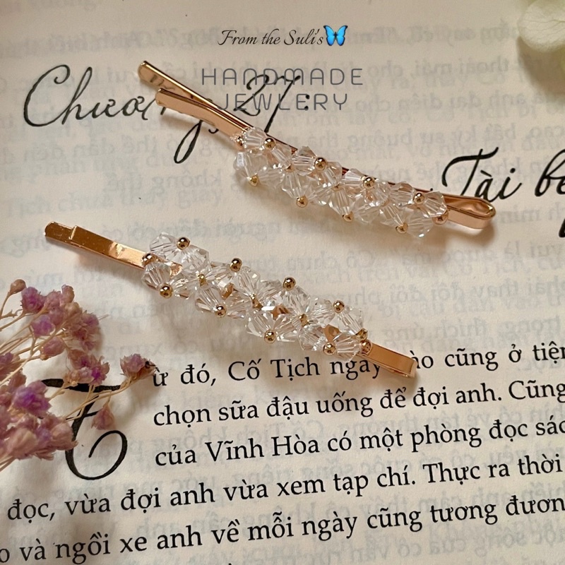 Kẹp tóc mái kết cườm thủ công