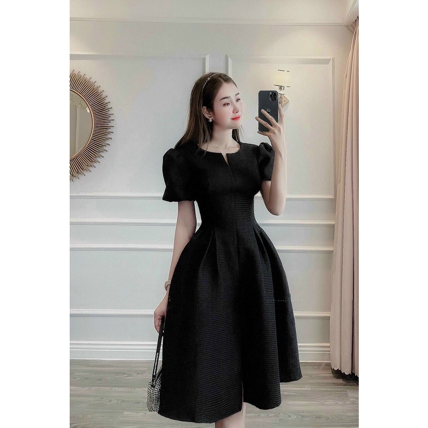 Đầm dự tiệc tay bồng dáng xòe chip eo siêu sang chãnh - Hebe Dress